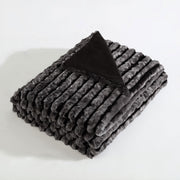 Ardor Cole Ash Striped Faux Fur Soft Plush Throw Rug 130x170cm V442-INT-THROW-COLEFAUXFUR-ASH-RE