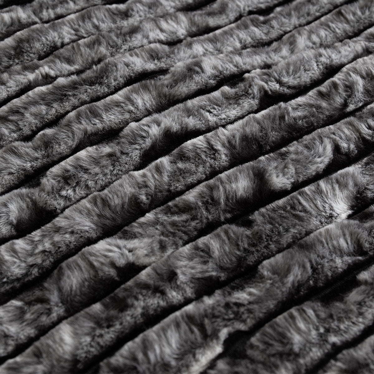 Ardor Cole Ash Striped Faux Fur Soft Plush Throw Rug 130x170cm V442-INT-THROW-COLEFAUXFUR-ASH-RE