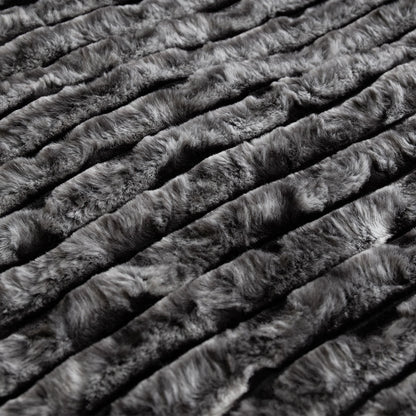 Ardor Cole Ash Striped Faux Fur Soft Plush Throw Rug 130x170cm V442-INT-THROW-COLEFAUXFUR-ASH-RE