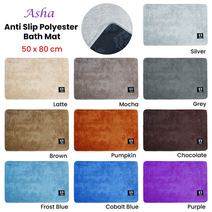 Asha Anti Slip Polyester Bath Mat 50 x 80 cm Latte V442-JTC-BATHM-ASHA-LATTE-QS
