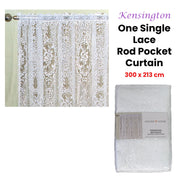 Yours to Love One Kensington White Lace Rod Pocket Curtain 300 x 213 cm V442-JTC-CURTAIN-KENSINGTON-WHITE-RE