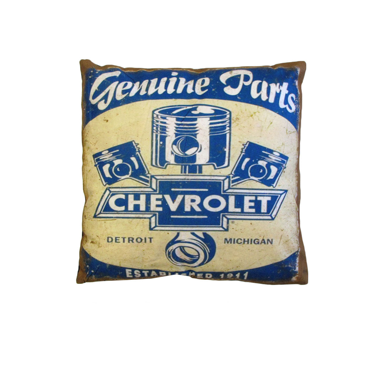 Australian Mancave Retro Cushion Chevrolet Genuine Parts 40 x 40 cm V442-JTC-CUSHION-CHEVROLETPARTS-BLUE-SQ