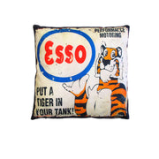 Australian Mancave Retro Cushion ESSO Upright Tiger 40 x 40 cm V442-JTC-CUSHION-ESSOUPRIGHTTIGER-TAUPE-SQ