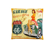 Australian Mancave Retro Cushion Route 66 40 x 40 cm V442-JTC-CUSHION-ROUTE66-YELLOW-SQ