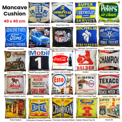 Australian Mancave Retro Cushion Route 66 40 x 40 cm V442-JTC-CUSHION-ROUTE66-YELLOW-SQ