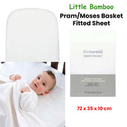 Little Bamboo Fitted Sheet Pram/Moses Basket 72x35x10cm V442-JTC-FITTEDS-BAMBOOPRAMBASKET-WHITE-BASS