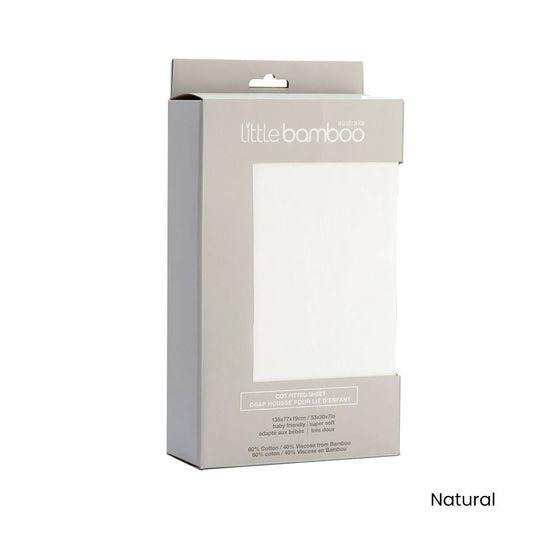 Little Bamboo Jersey Fitted Sheet Cot Size Natural V442-JTC-FITTEDS-LITTLEBAMBOO-NATURAL-CT