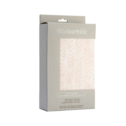 Little Bamboo Jersey Fitted Sheet Cot Size Herringbone Dusty Pink V442-JTC-FITTEDS-LITTLEBAMBOOHERRI-PINK-CT