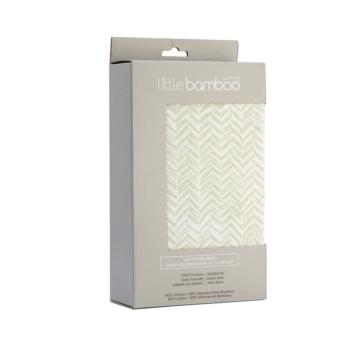 Little Bamboo Jersey Fitted Sheet Cot Size Herringbone Whisper V442-JTC-FITTEDS-LITTLEBAMBOOHERRI-WHISPER-CT