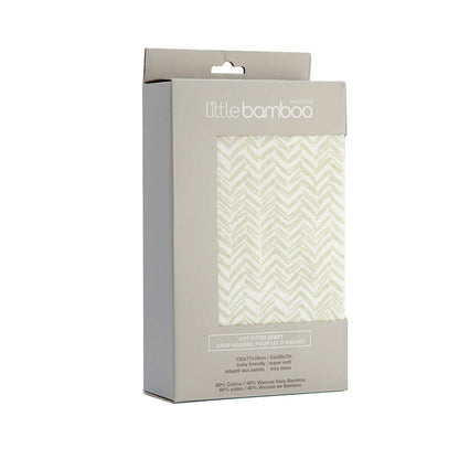 Little Bamboo Jersey Fitted Sheet Cot Size Herringbone Whisper V442-JTC-FITTEDS-LITTLEBAMBOOHERRI-WHISPER-CT
