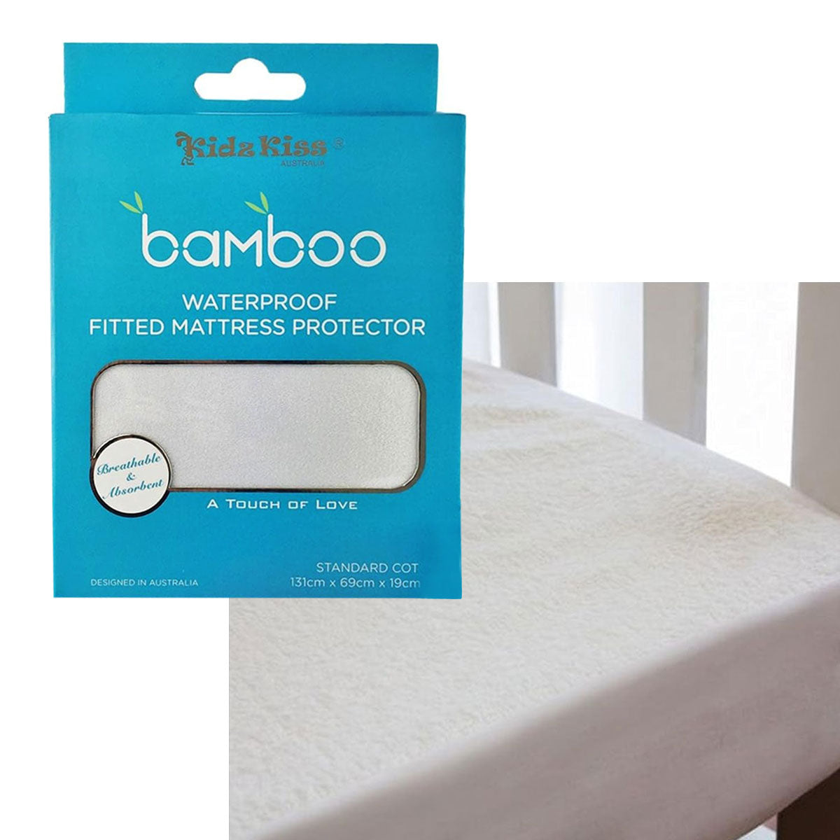 Waterproof Fitted Mattress Protector Standard Cot Size 131x69x19cm V442-JTC-MATTRESSP-STDWATERPROOF-WHITE-CT
