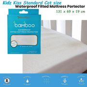 Waterproof Fitted Mattress Protector Standard Cot Size 131x69x19cm V442-JTC-MATTRESSP-STDWATERPROOF-WHITE-CT