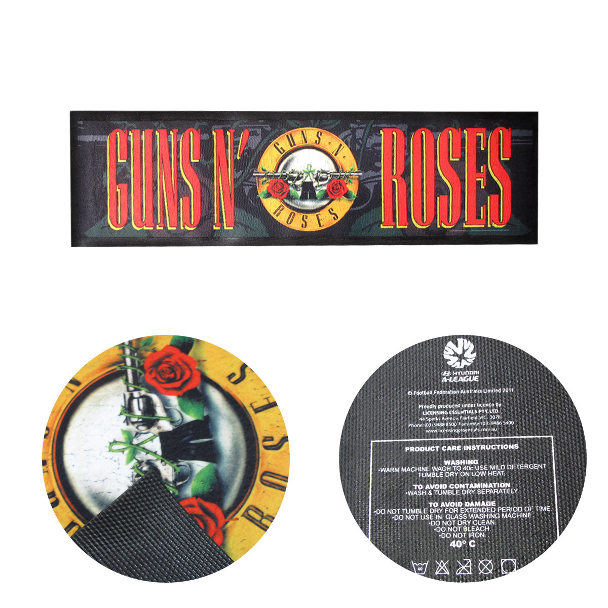Guns N' Roses Rubber Back Bar Runner 25 x 89 cm V442-JTC-MISC-GUNSNROSESBARRUNNER-BLACK-SH