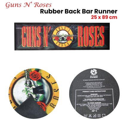 Guns N' Roses Rubber Back Bar Runner 25 x 89 cm V442-JTC-MISC-GUNSNROSESBARRUNNER-BLACK-SH