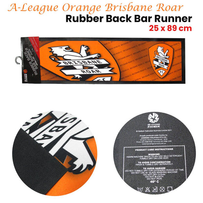A-League Orange Brisbane Roar Rubber Back Bar Runner 25 x 89 cm V442-JTC-MISC-ROARBARRUNNER-ORANGE-SH