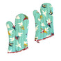 Set of 2 100% Cotton Printed Oven Mitts 34 x 15 cm Aqua Birds V442-JTC-OVENM-BIRDS2OVENMITT-AQUA-SQ