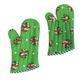 Set of 2 100% Cotton Printed Oven Mitts 34 x 15 cm Green Blossom V442-JTC-OVENM-BLOSSOM2OVENMITT-GREEN-SQ