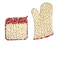 Set of 100% Cotton Printed Oven Mitt + Pot Holder Cream Cherries V442-JTC-OVENM-CHERRIESMIXSET-CREAM-SQ