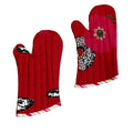 Set of 2 100% Cotton Printed Oven Mitts 34 x 15 cm Red Floral V442-JTC-OVENM-FLORAL2OVENMITT-RED-SQ