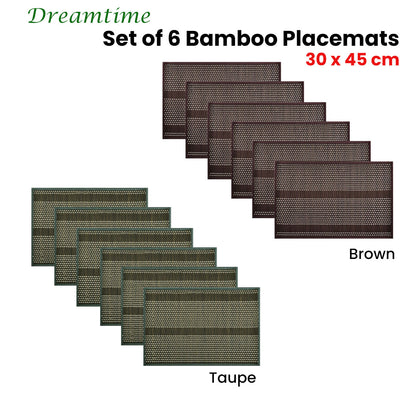 Set of 6 Dreamtime Bamboo Table Placemats 30 x 45cm Taupe V442-JTC-PLACEMAT-BAMBOOBR1T-TAUPE-RE