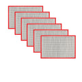 Set of 6 Bamboo Table Placemats White with Red Border 30 x 45cm V442-JTC-PLACEMAT-BAMBOOJA1WR-RED-RE