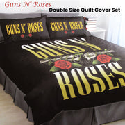 Guns N' Roses Quilt Cover Set Double 180 x 210cm V442-JTC-QUILTCS-GUNSNROSES-BLACK-DS