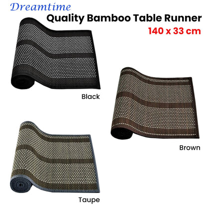 Dreamtime Bamboo Table Runner 140 x 33cm Black V442-JTC-TABLER-BAMBOOBR2BL-BLACK-RE