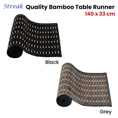 Streak Bamboo Table Runner 140 x 33cm Black Silver V442-JTC-TABLER-BAMBOOEM3BL-BLACK-RE