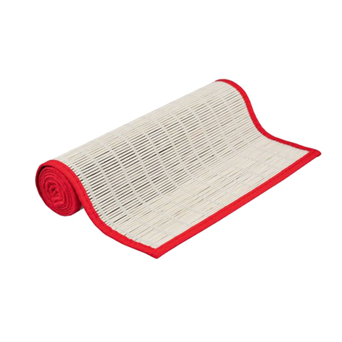White with Red Border Bamboo Table Runner 140 x 33cm V442-JTC-TABLER-BAMBOOJA2WR-WHITE-RE