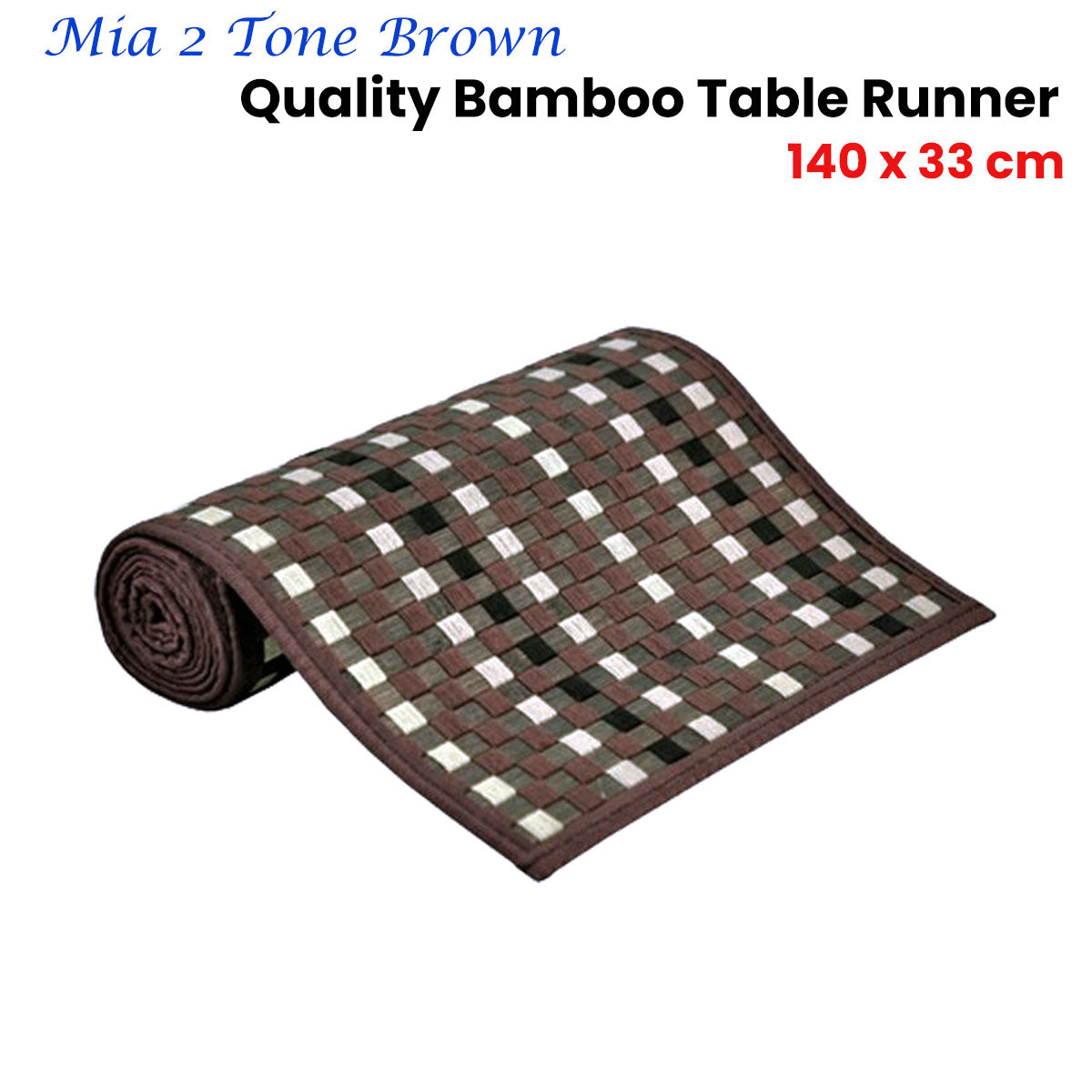 Mia 2 Tone Brown Bamboo Table Runner 140 x 33cm V442-JTC-TABLER-BAMBOOJN2BR-BROWN-RE