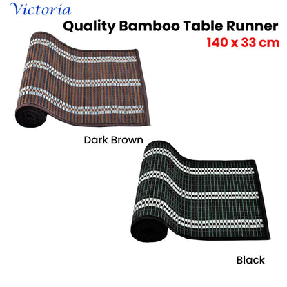 Victoria Bamboo Table Runner 140 x 33cm Black Silver V442-JTC-TABLER-BAMBOOLAR2BL-BLACK-RE