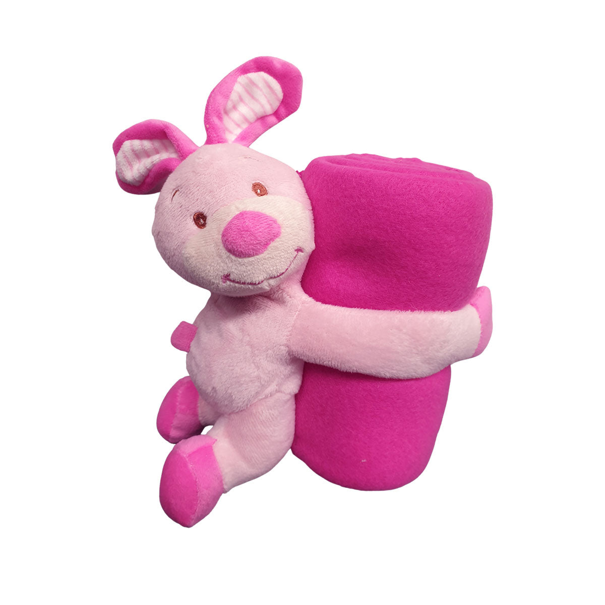 Baby Pink Blanket with Toy Bunny V442-JTC-THROW-BABYBUNNY-PINK-SH