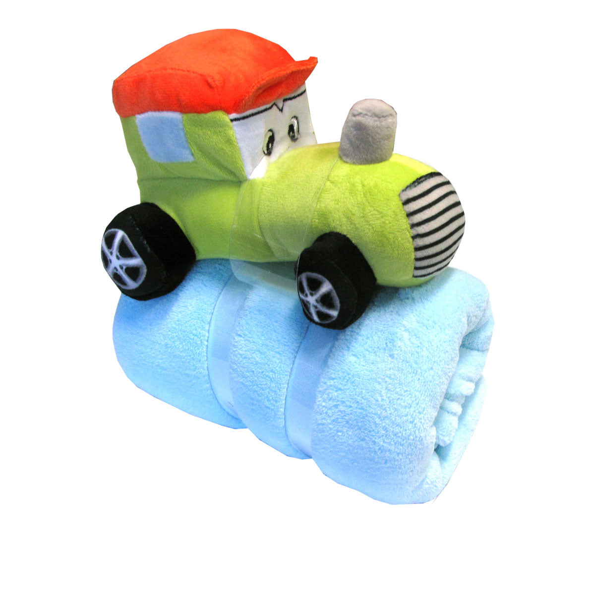 Baby Blue Blanket with Toy Tractor V442-JTC-THROW-BABYTRACTOR-BLUE-SH