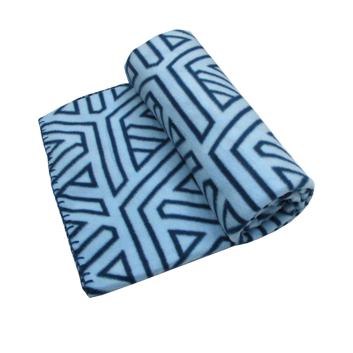 Aerial Printed Fleece Throw Rug 130 x 150 cm Blue Geo V442-JTC-THROW-GEO-BLUE-RE