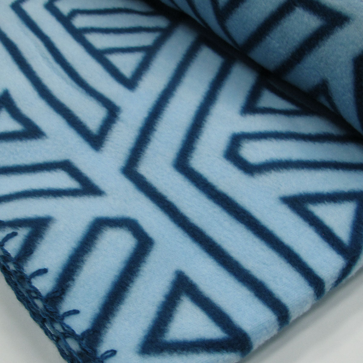 Aerial Printed Fleece Throw Rug 130 x 150 cm Blue Geo V442-JTC-THROW-GEO-BLUE-RE