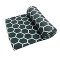 Aerial Printed Fleece Throw Rug 130 x 150 cm Charcoal Honeycomb V442-JTC-THROW-HONEYCOMB-CHARCOAL-RE