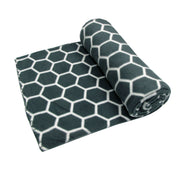 Aerial Printed Fleece Throw Rug 130 x 150 cm Charcoal Honeycomb V442-JTC-THROW-HONEYCOMB-CHARCOAL-RE