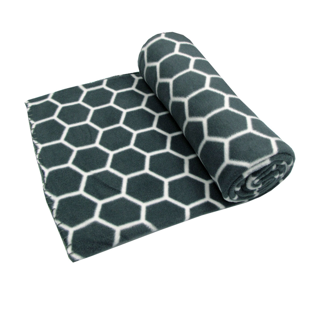 Aerial Printed Fleece Throw Rug 130 x 150 cm Charcoal Honeycomb V442-JTC-THROW-HONEYCOMB-CHARCOAL-RE