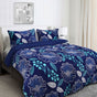 Ramesses Blue Flower Printed Sherpa Flannel Fleece Reversible Blanket Set Single/Double V442-KIT-BLANKET-SHERPAFLOWER-BLUE-DS