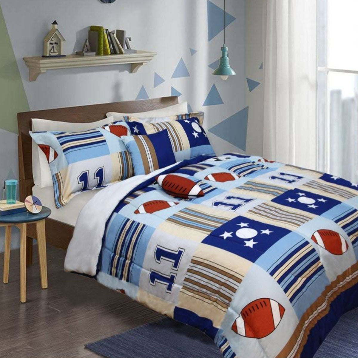 Ramesses 5 Piece Kids Comforter Set Sports Double V442-KIT-COMFORTER-3PCESSPORTS-BLUE-DS