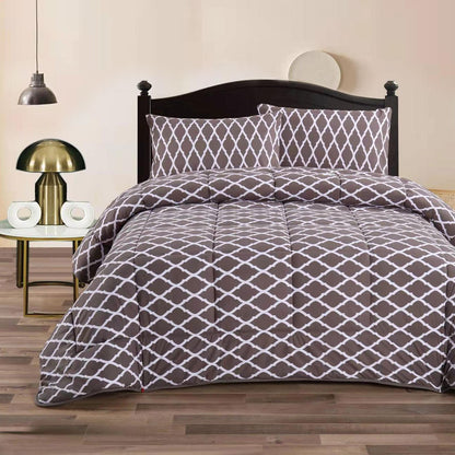 Ramesses Diamond Flower 3- Piece Mink Flannel Comforter Set Queen V442-KIT-COMFORTER-3PCMINKFLANNEL-DIAMOND-QS