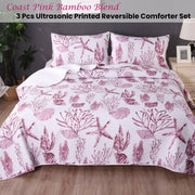 Ramesses Coast Pink 3 Pcs Bamboo Blend Ultrosonic Reversible Comforter Set King V442-KIT-COMFORTER-3PCSCOAST-PINK-KI