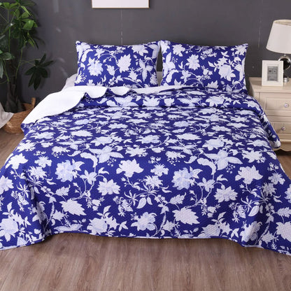 Ramesses Spring Blue 3 Pcs Bamboo Blend Ultrosonic Reversible Comforter Set Queen V442-KIT-COMFORTER-3PCSSPRING-BLUE-QS