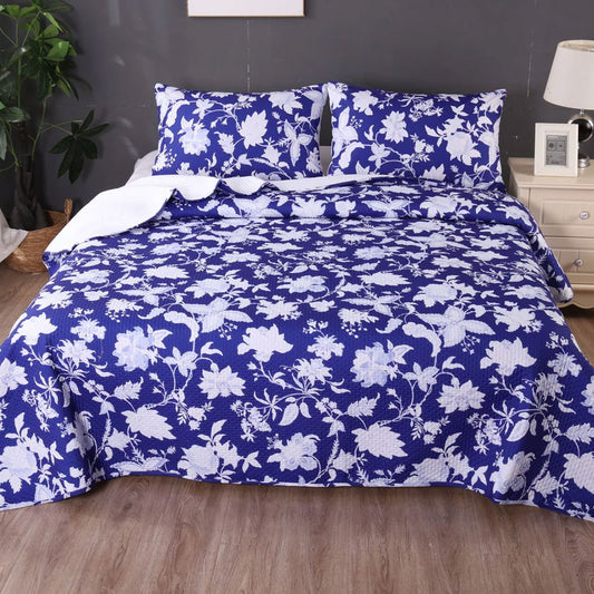 Ramesses Spring Blue 3 Pcs Bamboo Blend Ultrosonic Reversible Comforter Set Queen V442-KIT-COMFORTER-3PCSSPRING-BLUE-QS