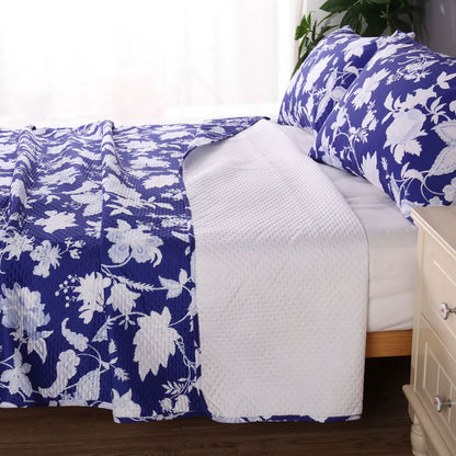 Ramesses Spring Blue 3 Pcs Bamboo Blend Ultrosonic Reversible Comforter Set Queen V442-KIT-COMFORTER-3PCSSPRING-BLUE-QS