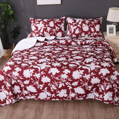 Ramesses Spring Red 3 Pcs Bamboo Blend Ultrosonic Reversible Comforter Set King V442-KIT-COMFORTER-3PCSSPRING-RED-KI