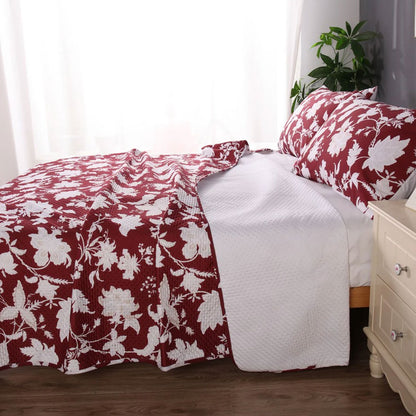 Ramesses Spring Red 3 Pcs Bamboo Blend Ultrosonic Reversible Comforter Set King V442-KIT-COMFORTER-3PCSSPRING-RED-KI