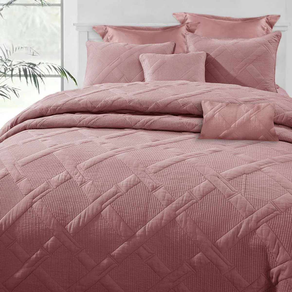 Ramesses Canyou Rose 7- Piece Air Cloud Bamboo Blend Matelasse Comfort Set Queen V442-KIT-COMFORTER-7PCAIRCLOUD-CANYOUROSE-QS