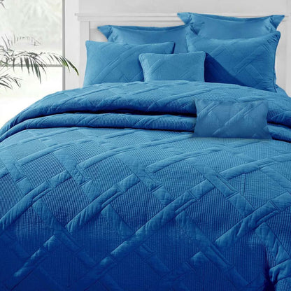Ramesses French Blue 7- Piece Air Cloud Bamboo Blend Matelasse Comfort Set Queen V442-KIT-COMFORTER-7PCAIRCLOUD-FRENCHBLUE-QS