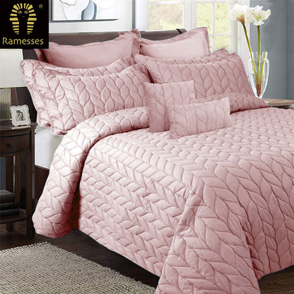 Ramesses 9 Piece Ultrasonic Comforter Set King Rose Pink V442-KIT-COMFORTER-9PCESULTRASONIC-ROSEPINK-KI